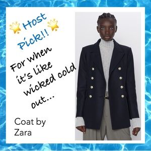 🌟HOST PICK🌟 NWT ZARA Navy Coat Medium NEW